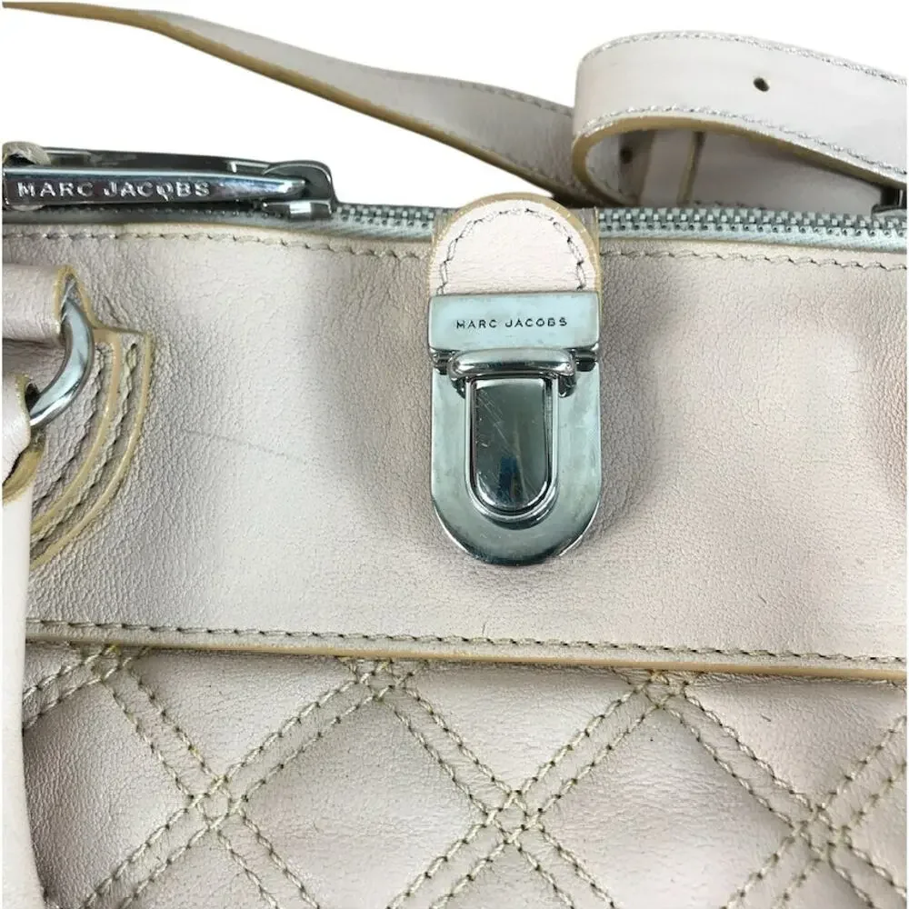 MARC JACOBS Whitney Quilted Leather Satchel Bag Blush Old Money Made In Italy